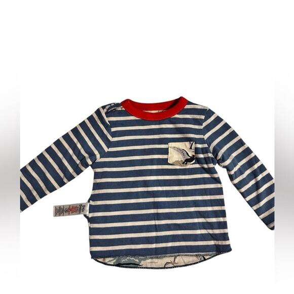 Baby Boden Reversable Dinosaur‎ Long Sleeve Top with buttons on the shoulder - Picture 1 of 6